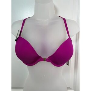 NWT BeMe New‎ York Womens Magenta Racerback Front Close Lace Bra 36C Smooth Pink